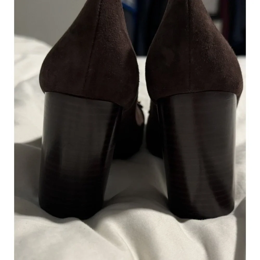 Tory Burch Mini Miller 85mm Coconut Brown Suede Pumps 7.5